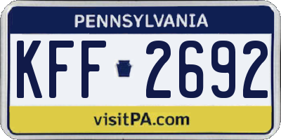 PA license plate KFF2692