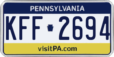 PA license plate KFF2694