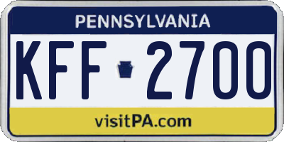 PA license plate KFF2700