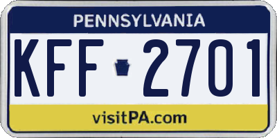 PA license plate KFF2701