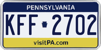 PA license plate KFF2702