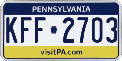 PA license plate KFF2703