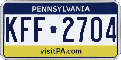 PA license plate KFF2704