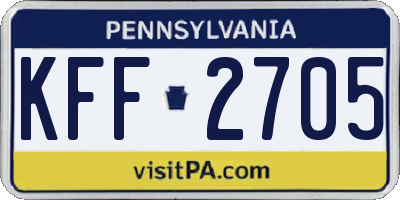 PA license plate KFF2705