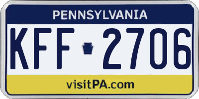 PA license plate KFF2706