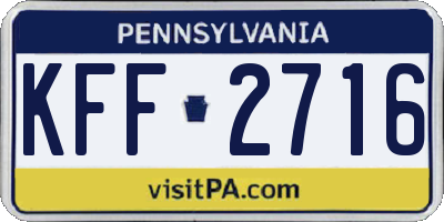 PA license plate KFF2716