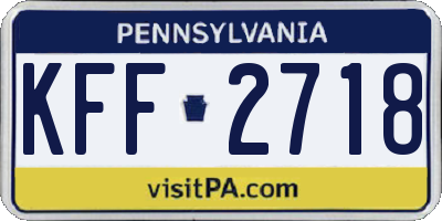 PA license plate KFF2718