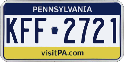 PA license plate KFF2721