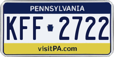 PA license plate KFF2722