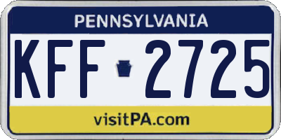 PA license plate KFF2725