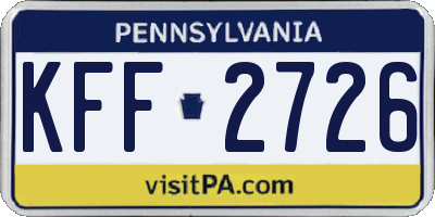 PA license plate KFF2726