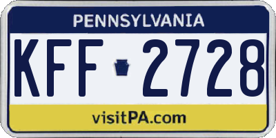 PA license plate KFF2728