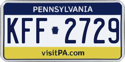 PA license plate KFF2729