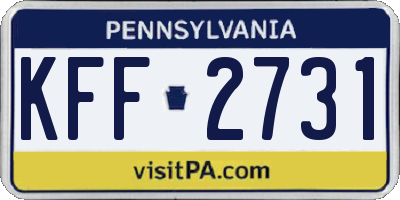 PA license plate KFF2731