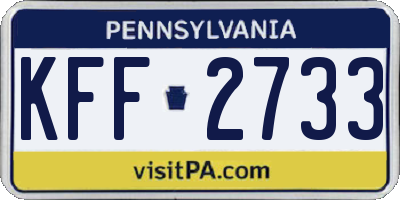 PA license plate KFF2733