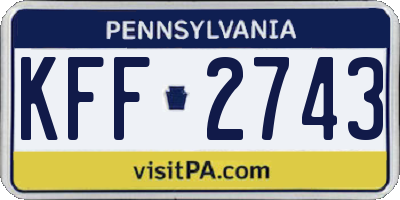 PA license plate KFF2743