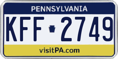 PA license plate KFF2749