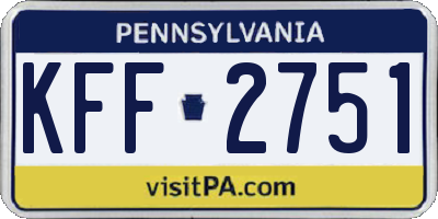 PA license plate KFF2751