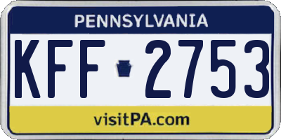PA license plate KFF2753