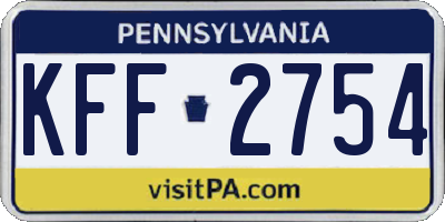 PA license plate KFF2754