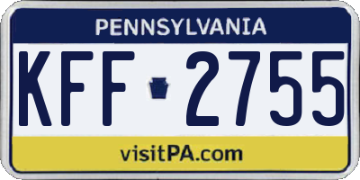 PA license plate KFF2755