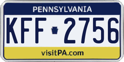 PA license plate KFF2756