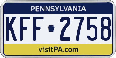 PA license plate KFF2758