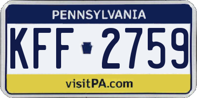 PA license plate KFF2759