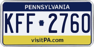 PA license plate KFF2760