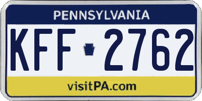 PA license plate KFF2762