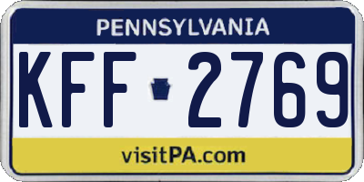 PA license plate KFF2769