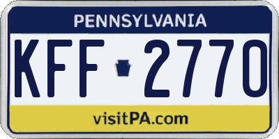 PA license plate KFF2770