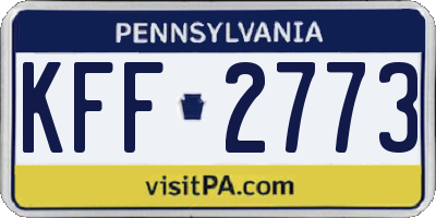 PA license plate KFF2773