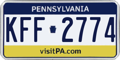 PA license plate KFF2774