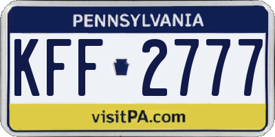 PA license plate KFF2777