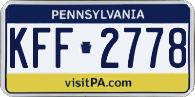 PA license plate KFF2778