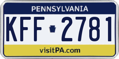 PA license plate KFF2781