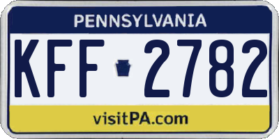 PA license plate KFF2782