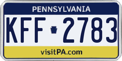 PA license plate KFF2783