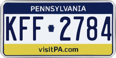 PA license plate KFF2784