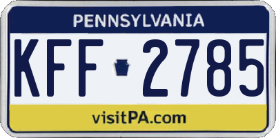PA license plate KFF2785