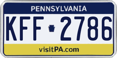 PA license plate KFF2786