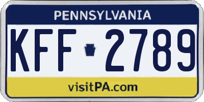 PA license plate KFF2789