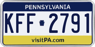 PA license plate KFF2791