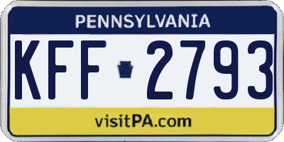 PA license plate KFF2793