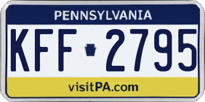 PA license plate KFF2795