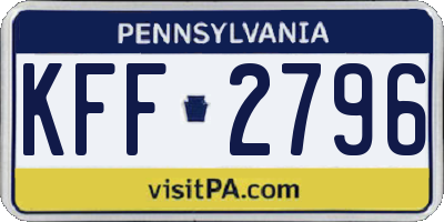PA license plate KFF2796