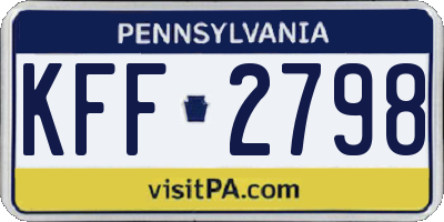 PA license plate KFF2798