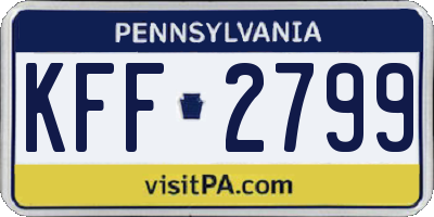 PA license plate KFF2799