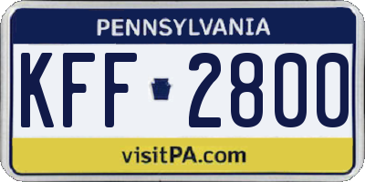 PA license plate KFF2800